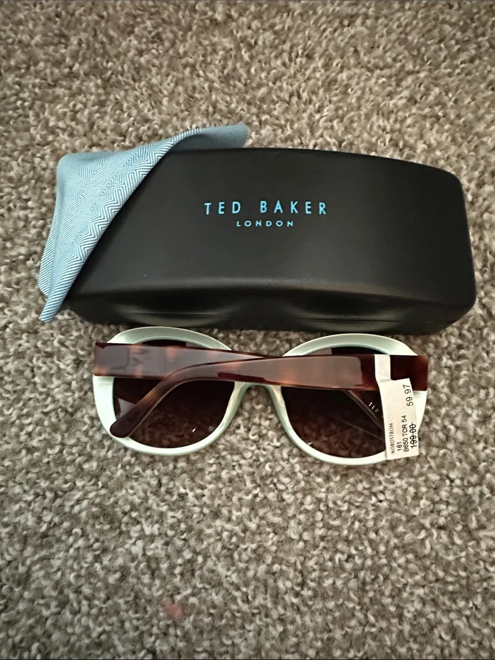 Ted Baker Oversized Brown Sunglasses with Teal Accent